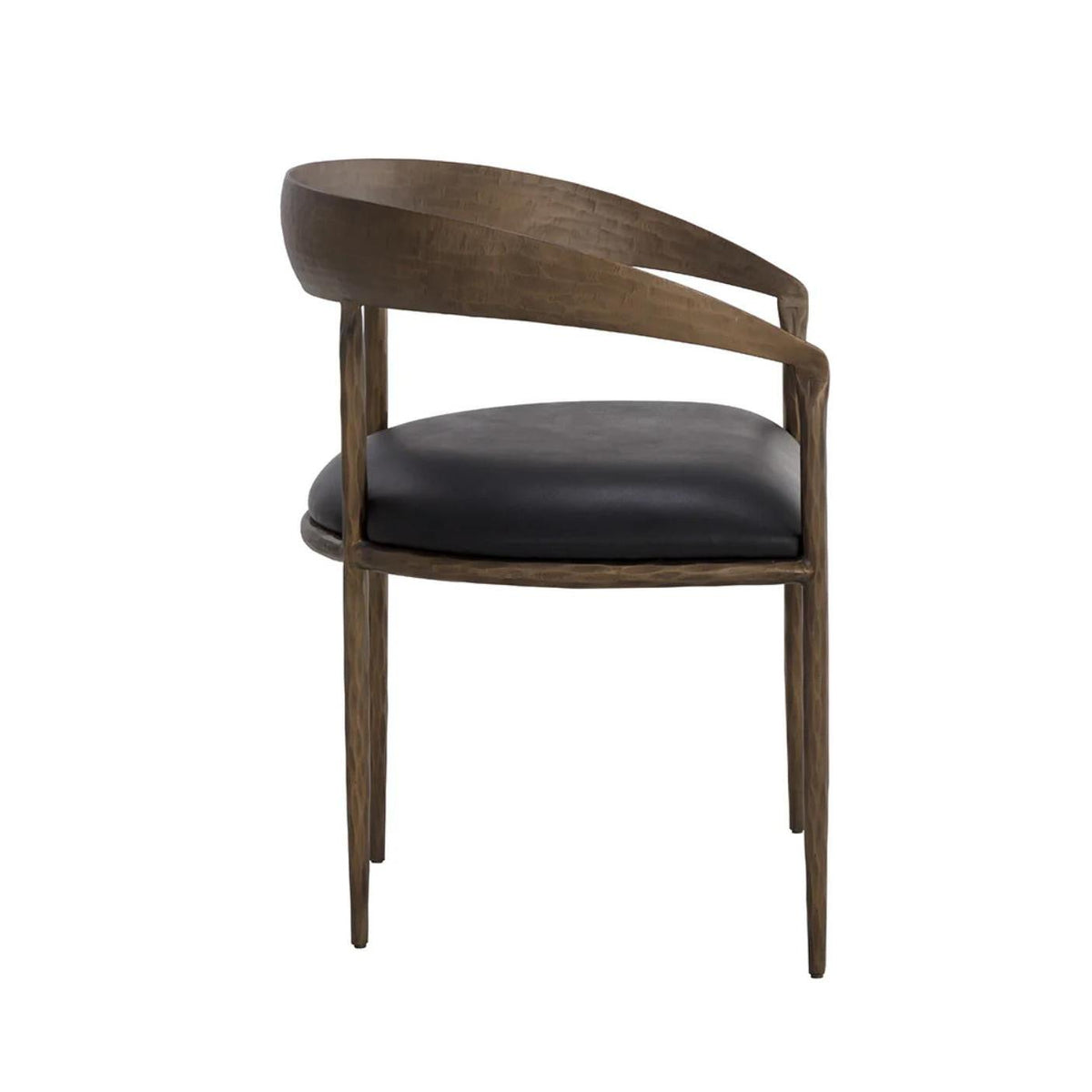 Zanatta Antique Brass & Black Leather Dining Armchair - Chair Detail | Bone & Brass