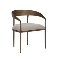 Zanatta Antique Brass & Taupe Upholstered Dining Armchair | Bone & Brass