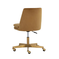 Berget Gold Sky Fabric & Matte Gold Office Chair - Chair Upholstery Detail | Bone & Brass