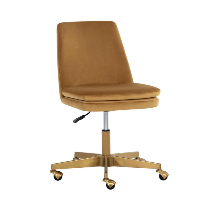 Berget Gold Sky Fabric & Matte Gold Office Chair