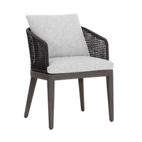 Capri Charcoal Grey Woven Dining Armchair | Bone & Brass