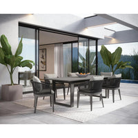 Capri Charcoal Grey Woven Dining Armchair - Outdoor Dining Chair Side View | Bone & Brass