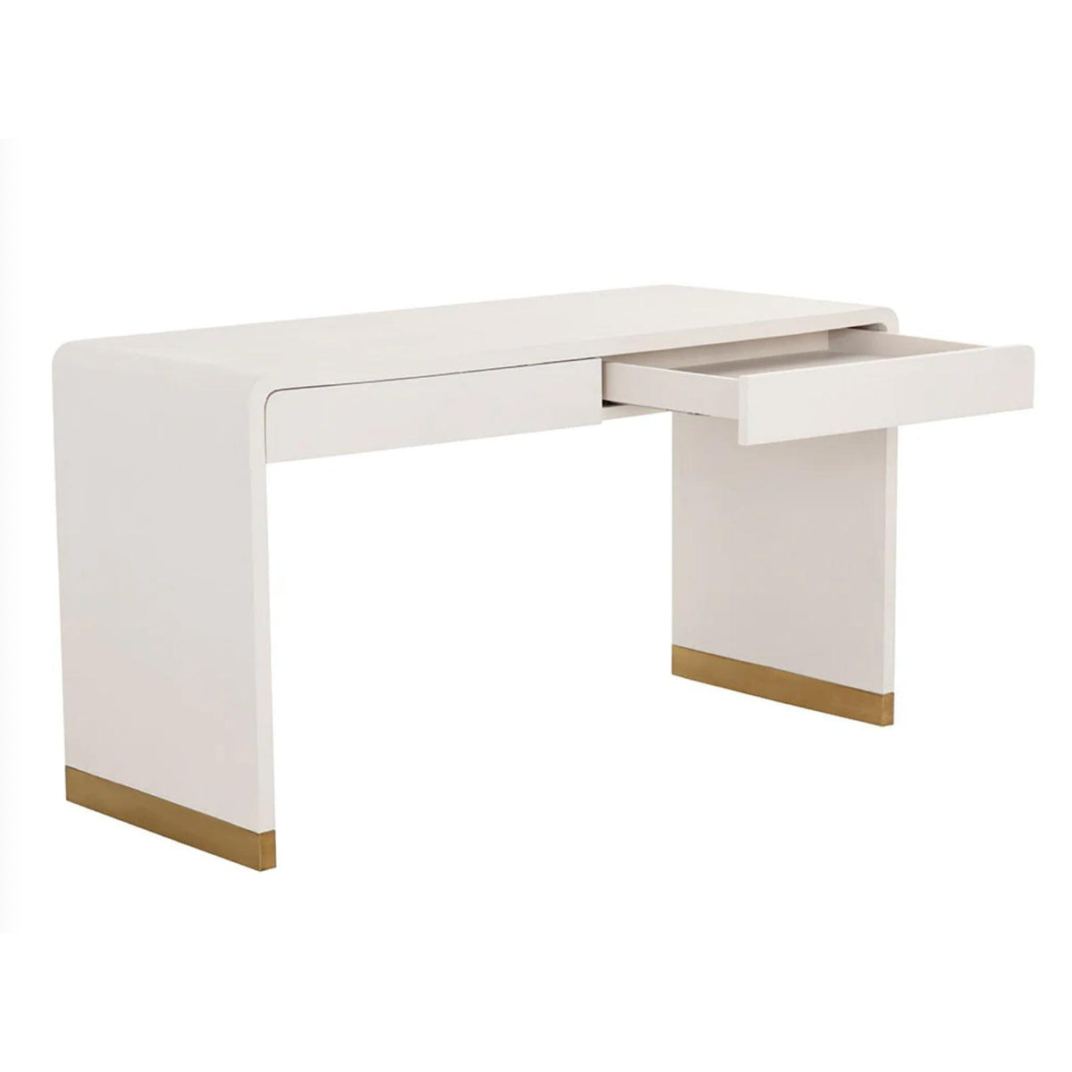 Ilona Oyster Shagreen & Brass Desk - Desk Leg Detail | Bone & Brass