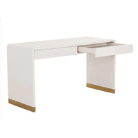Ilona Oyster Shagreen & Brass Desk - Desk Leg Detail | Bone & Brass