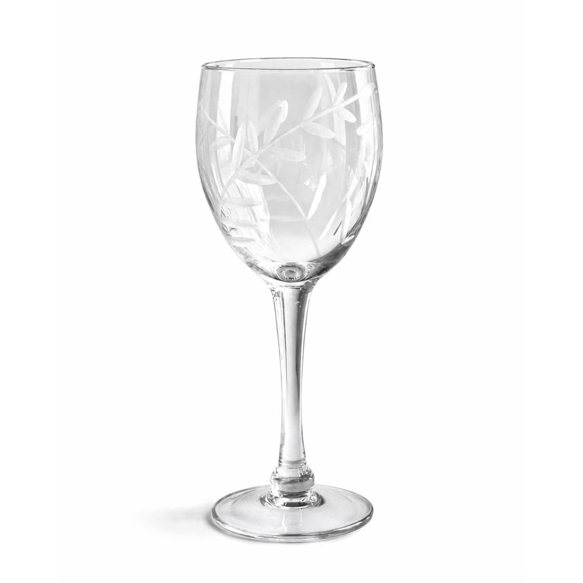 Glass Clear Fern Etched Wine Glass Set of 4 | Bone & Brass
