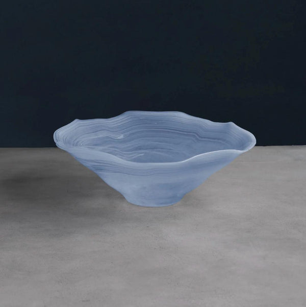 Blue Alabaster Wave Large Serving Bowl - Bowl Detail | Bone & Brass