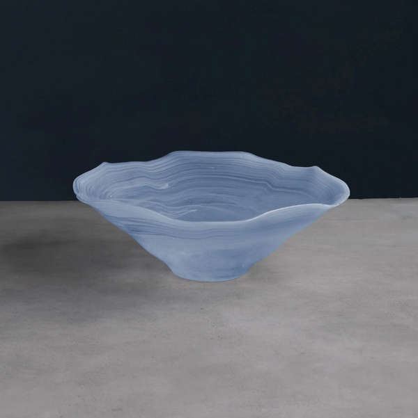 Blue Alabaster Wave Large Serving Bowl