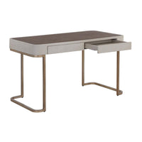 Jamille Cream & Warm Brass Desk - Desk View | Bone & Brass