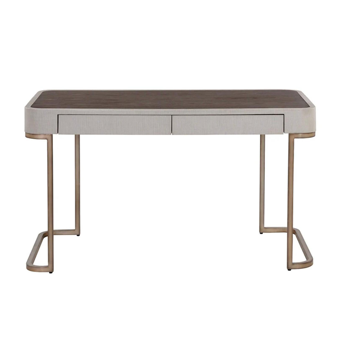 Jamille Cream & Warm Brass Desk - Desk Leg Detail | Bone & Brass