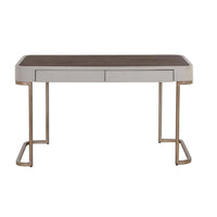 Jamille Cream & Warm Brass Desk - Desk Leg Detail | Bone & Brass