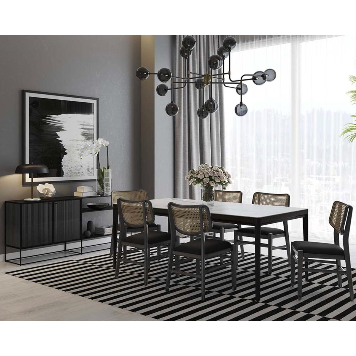 Deimos Smoke Grey Glass & Brass Chandelier - Chandelier Detail | Bone & Brass