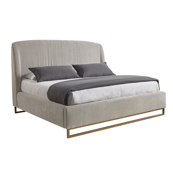 Nevin Polo Club Stone Upholstered King Bed | Bone & Brass