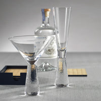 Livine Hammered Stem Martini Glasses, Set of 4 - Glass Stem Detail | Bone & Brass