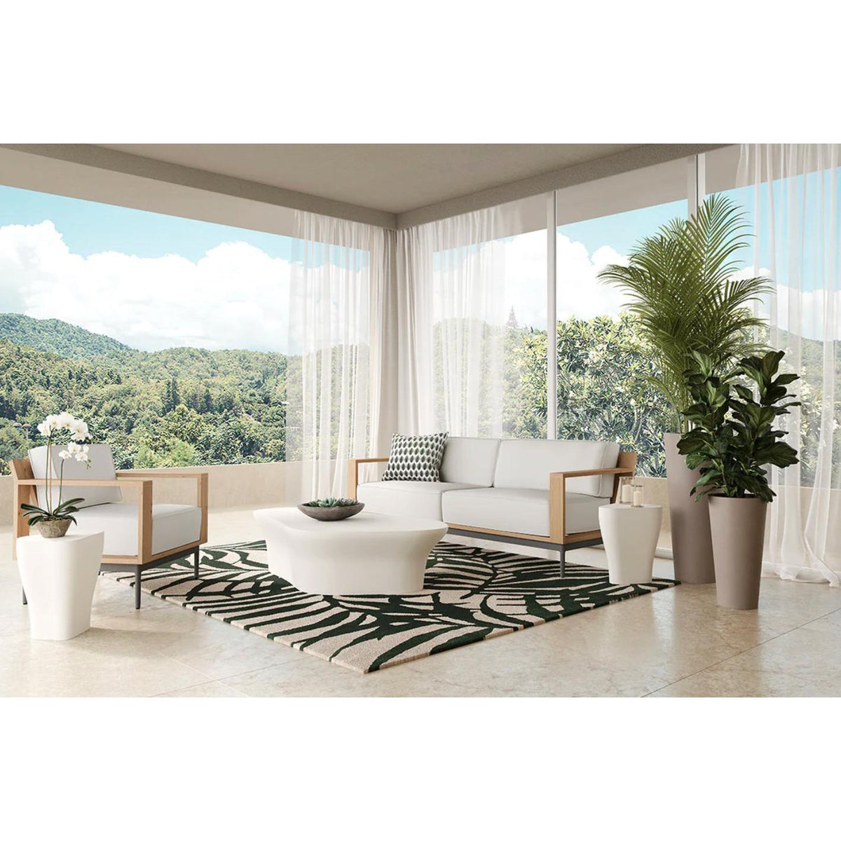 Dali Small White Concrete Side Table - Table Side View | Bone & Brass
