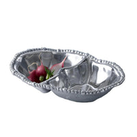 Silver Organic Shape Pearl Double Dip Serving Bowl | Bone & Brass