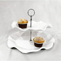 White Havana Two Tiered Server Platter - Platter Detail | Bone & Brass
