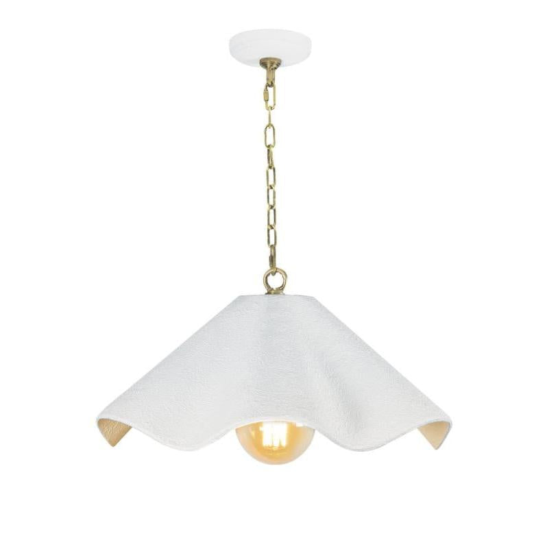 Marisol White Fluted Pendant Small | Bone & Brass