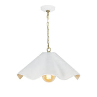 Marisol White Fluted Pendant Small | Bone & Brass