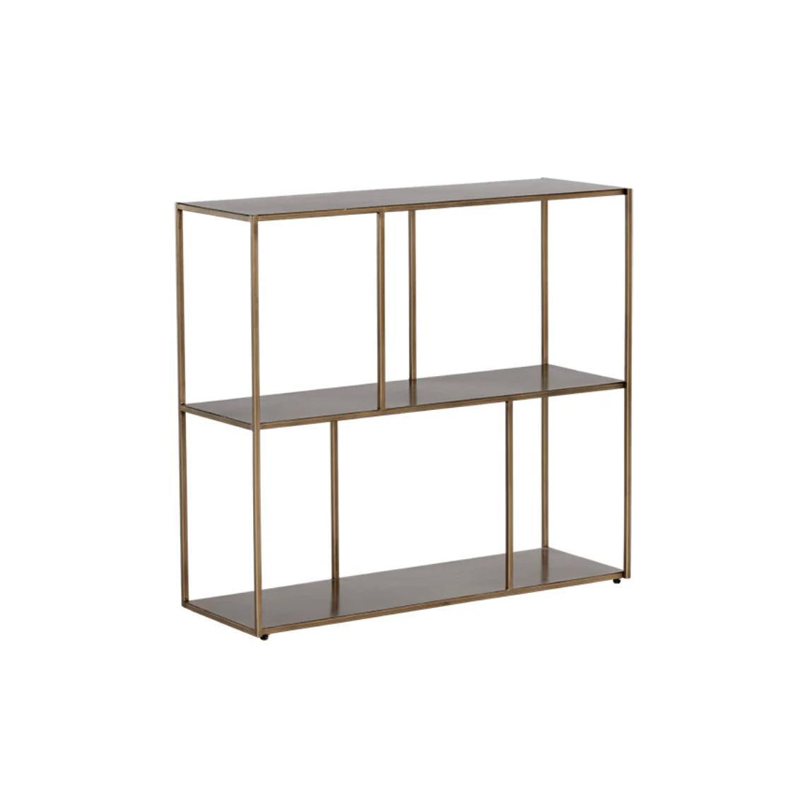 Eiffel Low Bookcase - Medium - Antique Brass | Bone & Brass