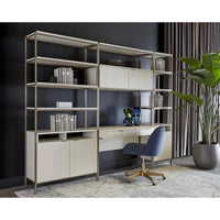 Ambrose Cream & Champagne Gold Modular Bookcase - Bookcase Side View | Bone & Brass