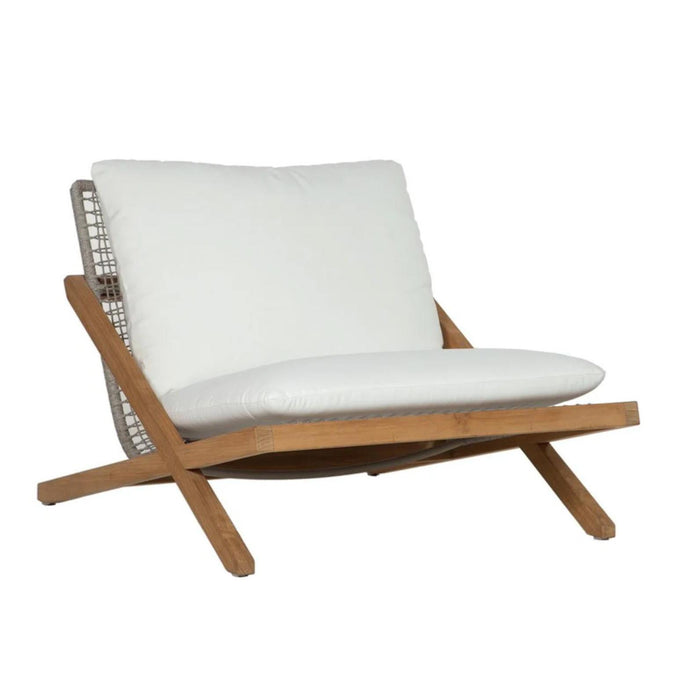 Bari Teak & Grey Rope Outdoor Lounge Chair | Bone & Brass