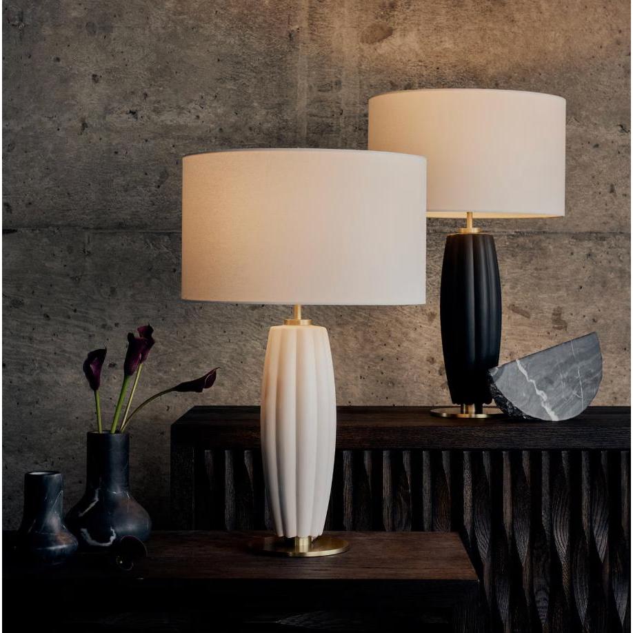 Crocus Ceramic Table Lamp - Black - Lamp Detail | Bone & Brass