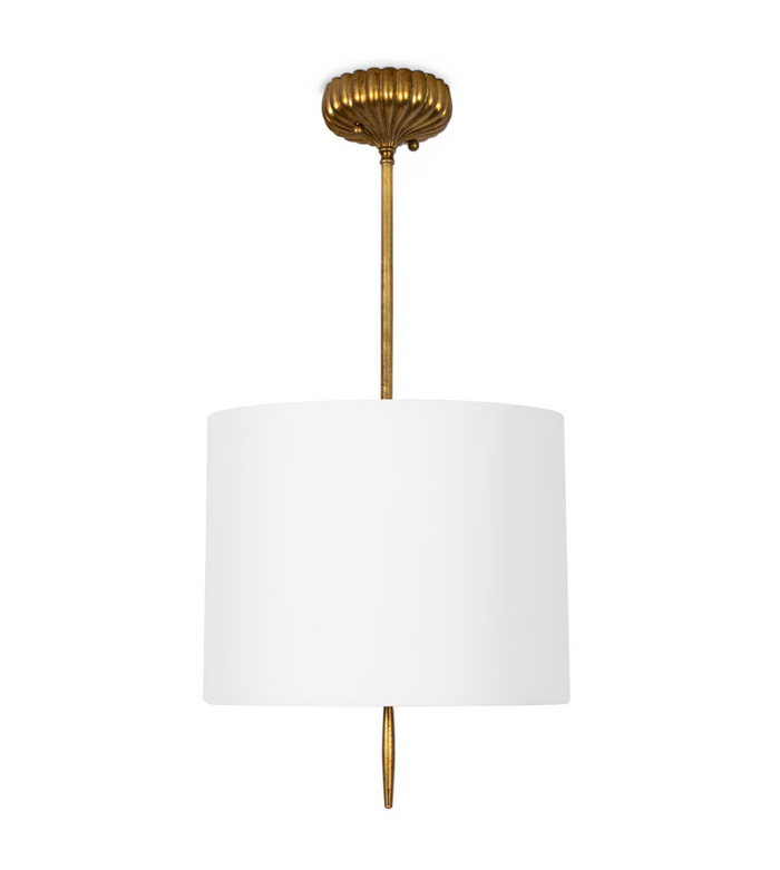 Clove Brass Pendant Small - Natural Linen Shade