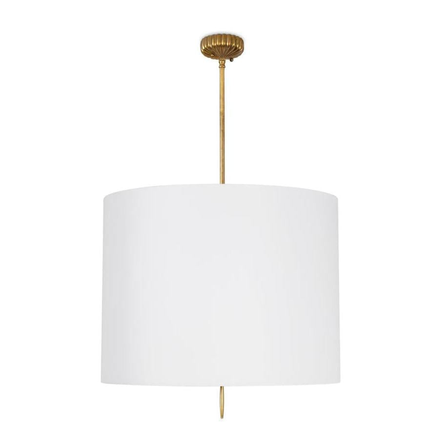 Clove Brass Pendant Large - Natural Linen Shade | Bone & Brass