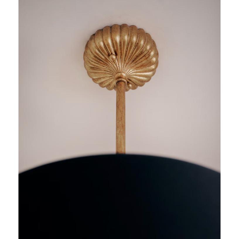 Clove Antique Gold Pendant Small - Black Shade - Pendant Installed | Bone & Brass