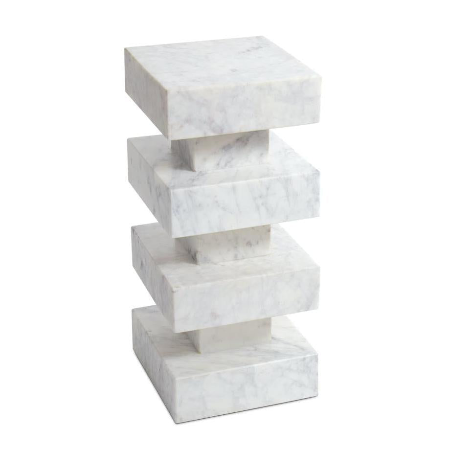 Charli Marble Accent Table - White | Bone & Brass