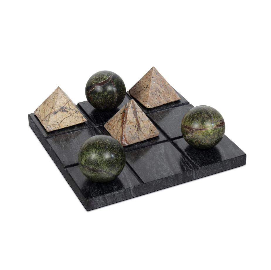 Tic Tac Toe Marble Decorative Board - Black | Bone & Brass