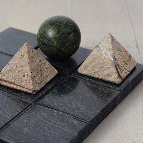 Tic Tac Toe Marble Decorative Board - Black - Detail View | Bone & Brass
