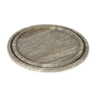 Sutton Round Travertine Tray Set - Grey | Bone & Brass