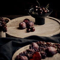 Sutton Round Travertine Tray Set - Grey - Tray Detail | Bone & Brass