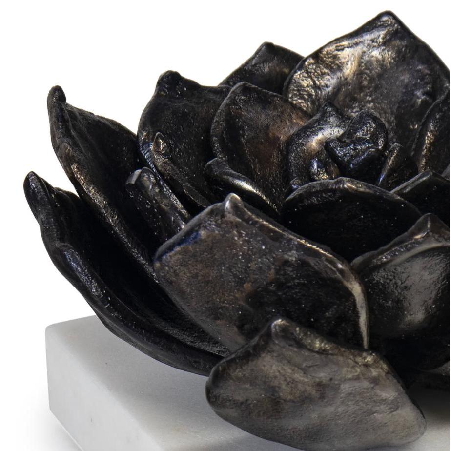 Succulent Sculpture 1 - Blackened Zinc - Detail View | Bone & Brass