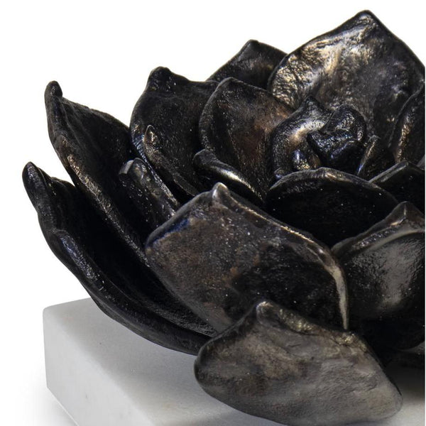 Succulent Sculpture 1 - Blackened Zinc - Detail View | Bone & Brass