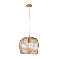 Selene Natural Woven Pendant Small | Bone & Brass