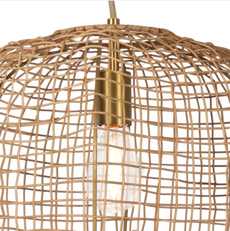 Selene Natural Woven Pendant Small - Pendant Detail | Bone & Brass