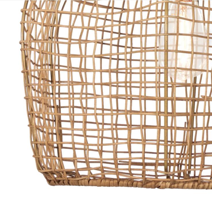 Selene Natural Woven Pendant Small - Pendant Close Up | Bone & Brass