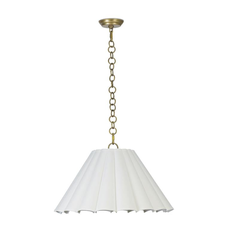 Allison White & Brass Fluted Large Pendant