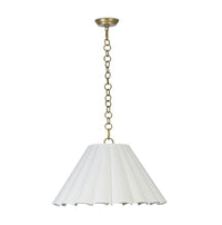 Allison White & Brass Fluted Large Pendant