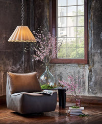 Allison White & Brass Fluted Large Pendant