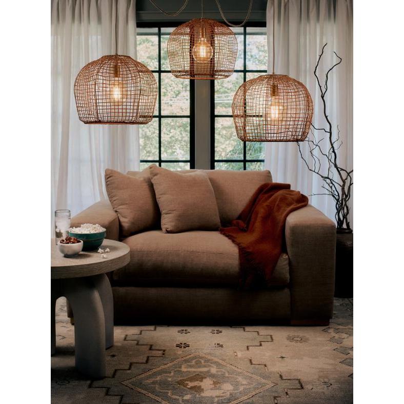 Selene Natural Woven Multi Basket Chandelier - Chandelier Detail | Bone & Brass