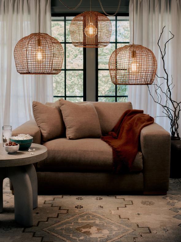 Selene Natural Woven Multi Basket Chandelier