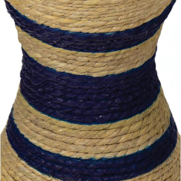Maren Natural Seagrass Table w/ Navy Stripes