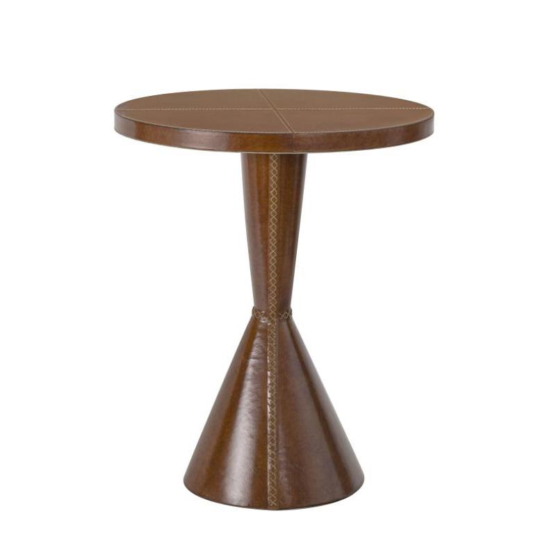 Gabe Cognac Leather Accent Table | Bone & Brass