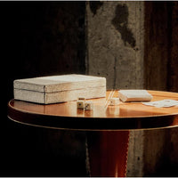 Gabe Cognac Leather Accent Table - Table View | Bone & Brass