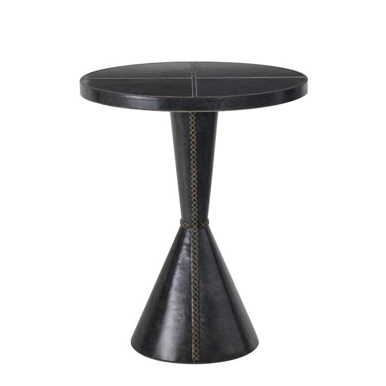 Gabe Black Leather Accent Table | Bone & Brass