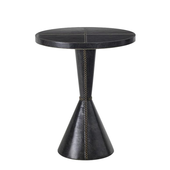 Gabe Black Leather Accent Table