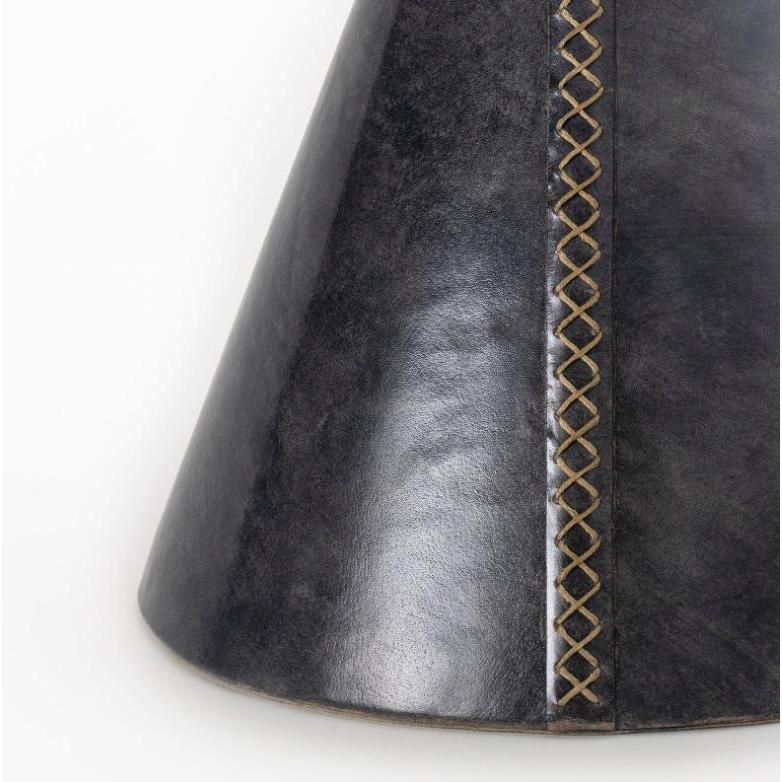 Gabe Black Leather Accent Table - Table Detail | Bone & Brass